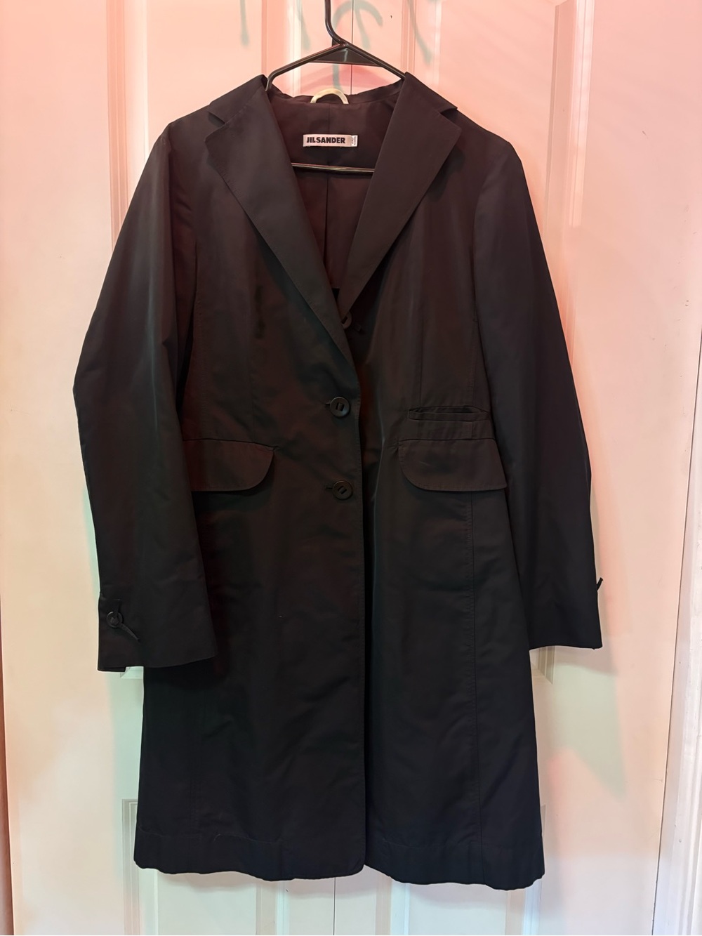 Jil Sander Black Single-Breasted Trench Coat